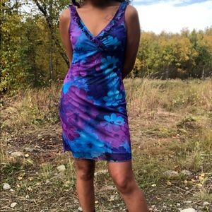 90s FLORAL MESH DRESS